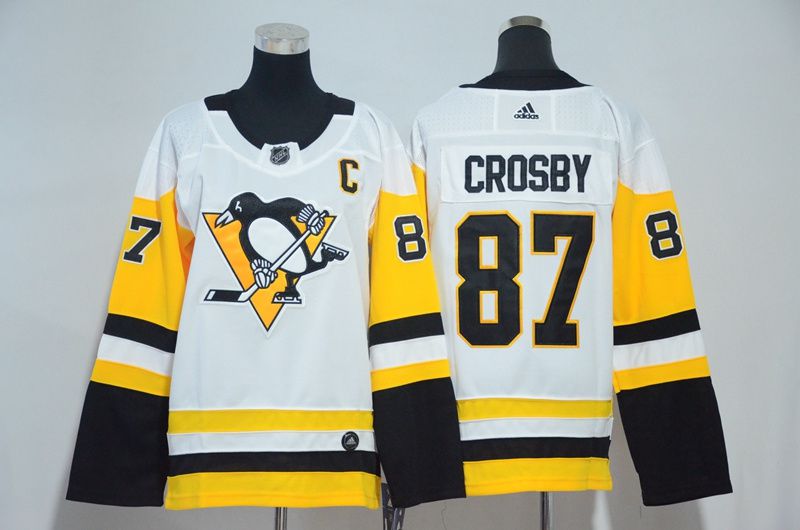 Women Pittsburgh Penguins #87 Crosby White Hockey Stitched Adidas NHL Jerseys
